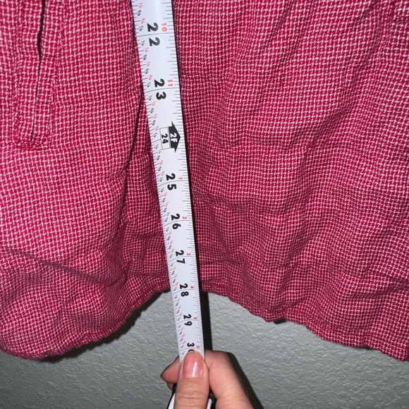 Horny Toad Red & White Button Front Long Sleeve Tunic Top Size Small Used - Picture 2 of 6